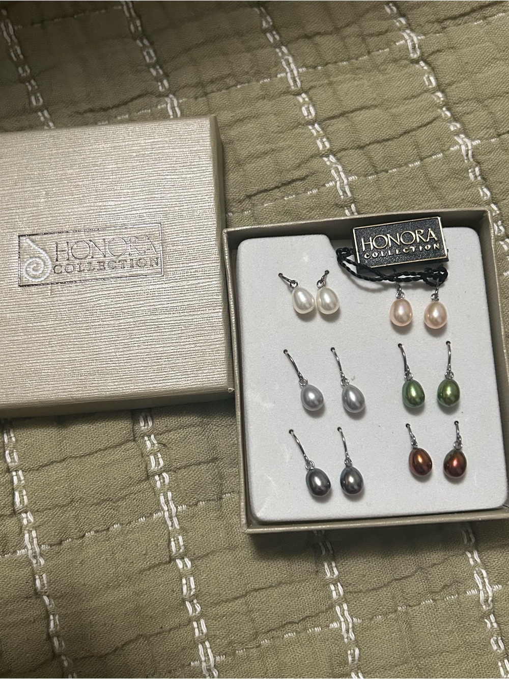 Honora Collection Freshwater Cultured Pearl Drop Earrings 6 Pairs Boxed Gift Set